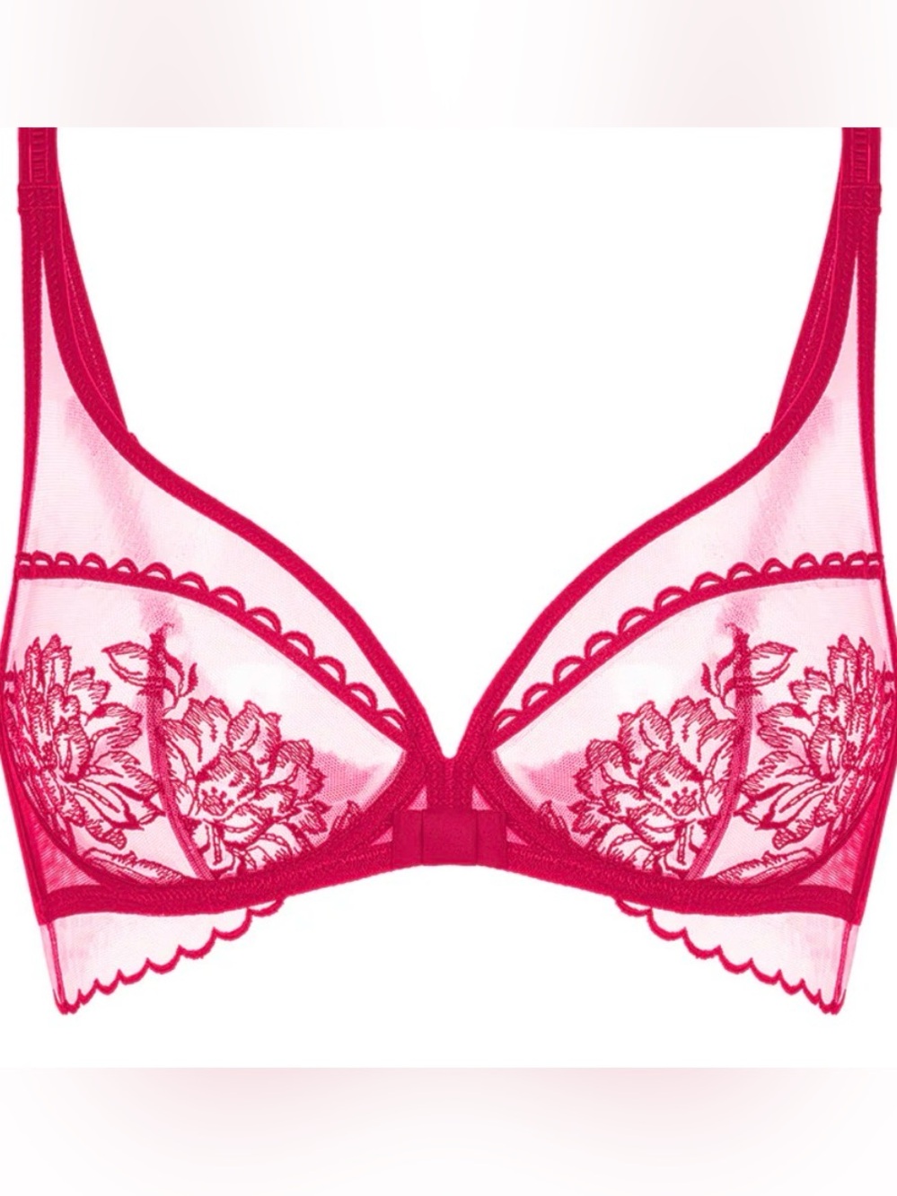 NWT Simone Perele Romance Full Coverage Plunge -  embroidered Bra - 34 E (DD)
